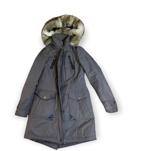 Laundry by Shelli Segal Parka Jacket w/Removable Faux Fur Hood Sz XS Like New - Picture 3 of 10